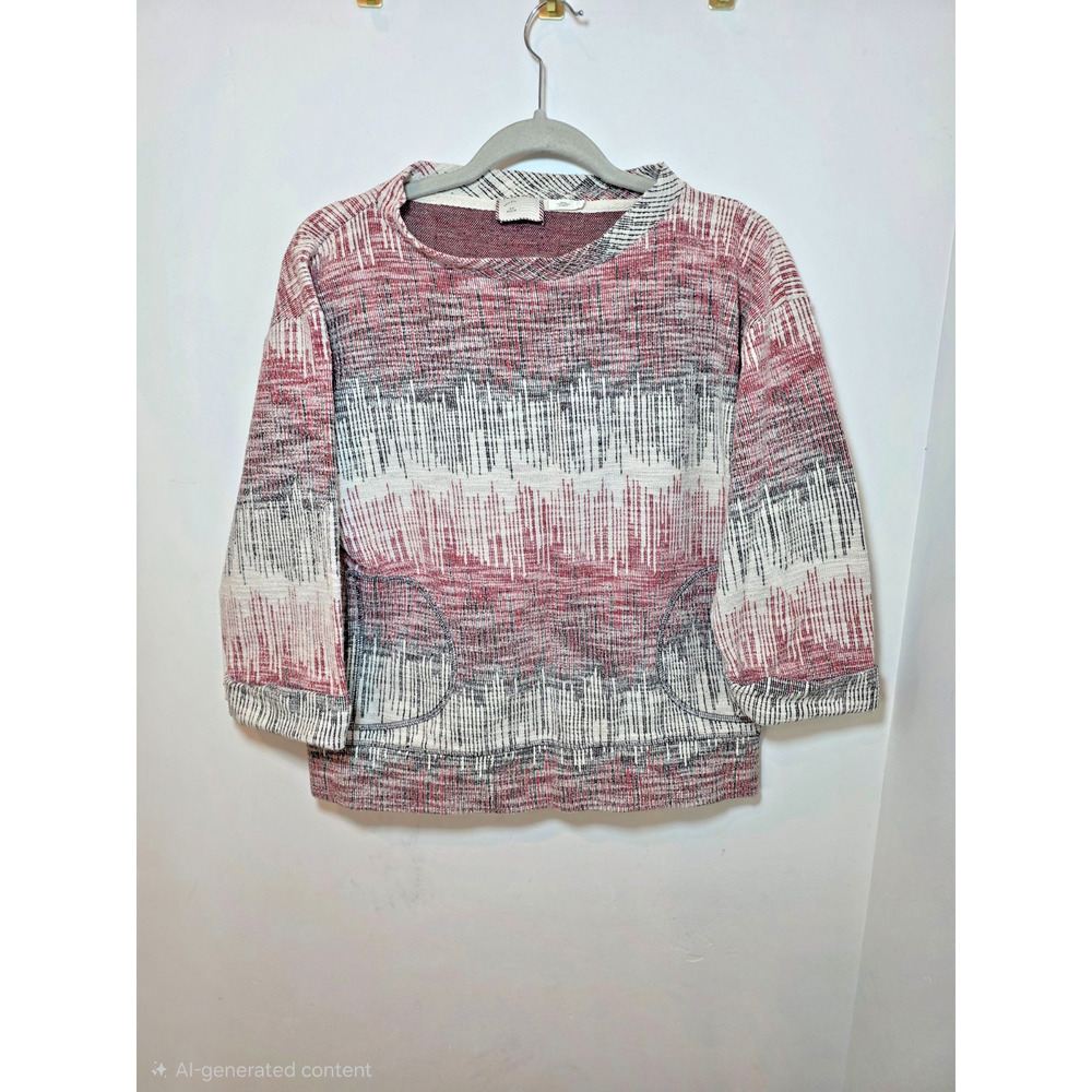 Anthropologie Postmark Womens Top Abstract Print Indie 3/4 Sleeve Medium